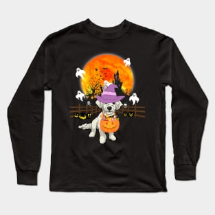 Poodle Dog Witch Halloween Pumpkin Long Sleeve T-Shirt